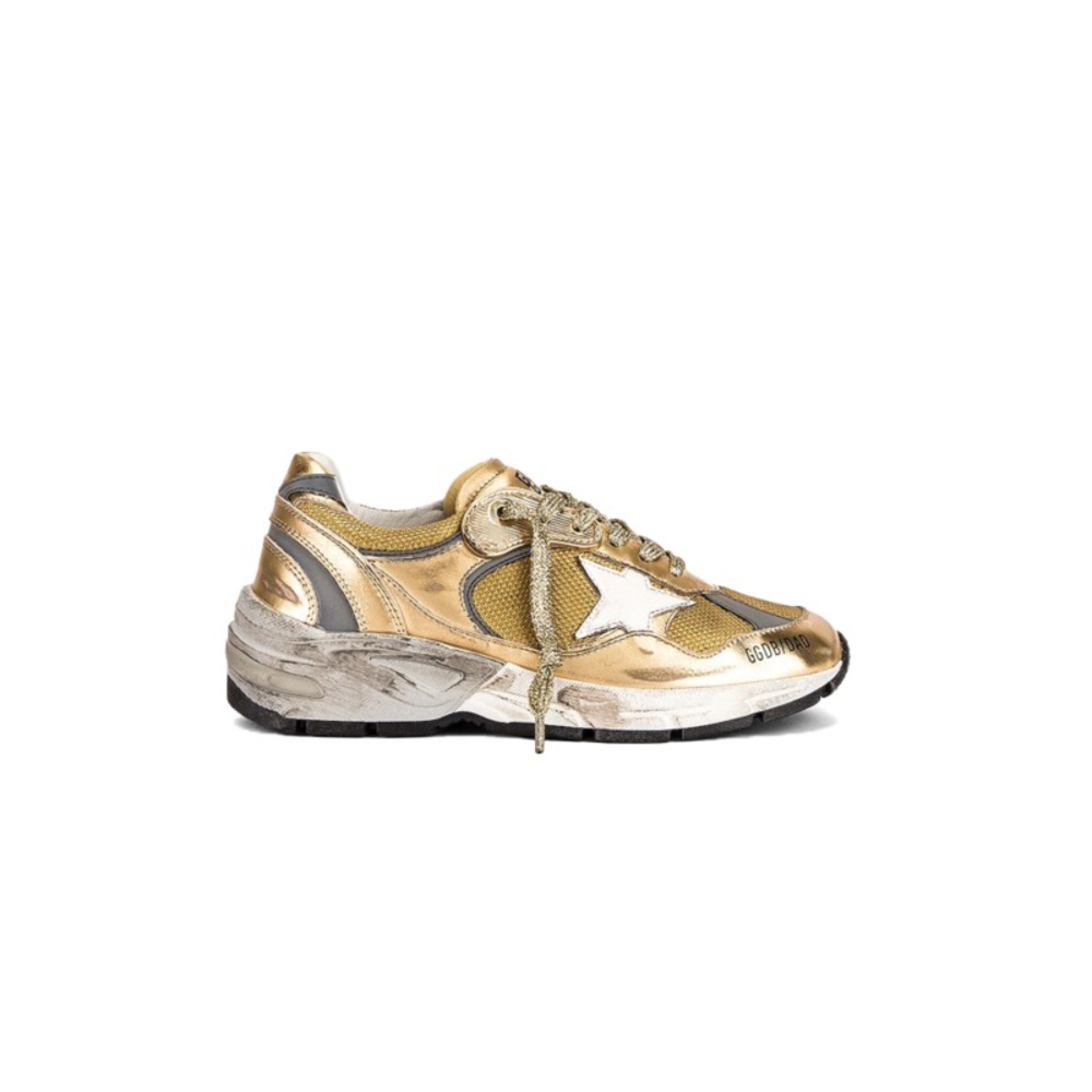 GOLDEN GOOSE Women’s Running Dad Star Metallic Gold and White Sneakers Size 37